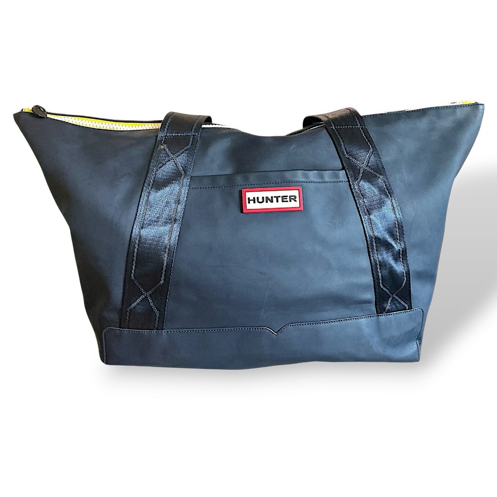 Hunter for Target Navy Rubberized Tote Bag Yellow Lining Large Waterproof